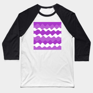 Purple and white horizontal waves pattern Baseball T-Shirt